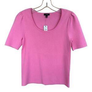 Talbots Round Neck Short Sleeve Knit Jersey Pink Top, PS